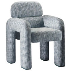 DOOQ! NEU! Organic Modernist Vertigo Stuhl in Beige und Blau Stoff