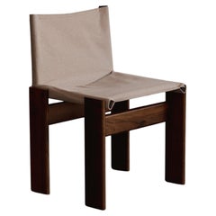 Afra & Tobia Scarpa "Monk" Dining Chair for Molteni, Ivory Canvas, 1974