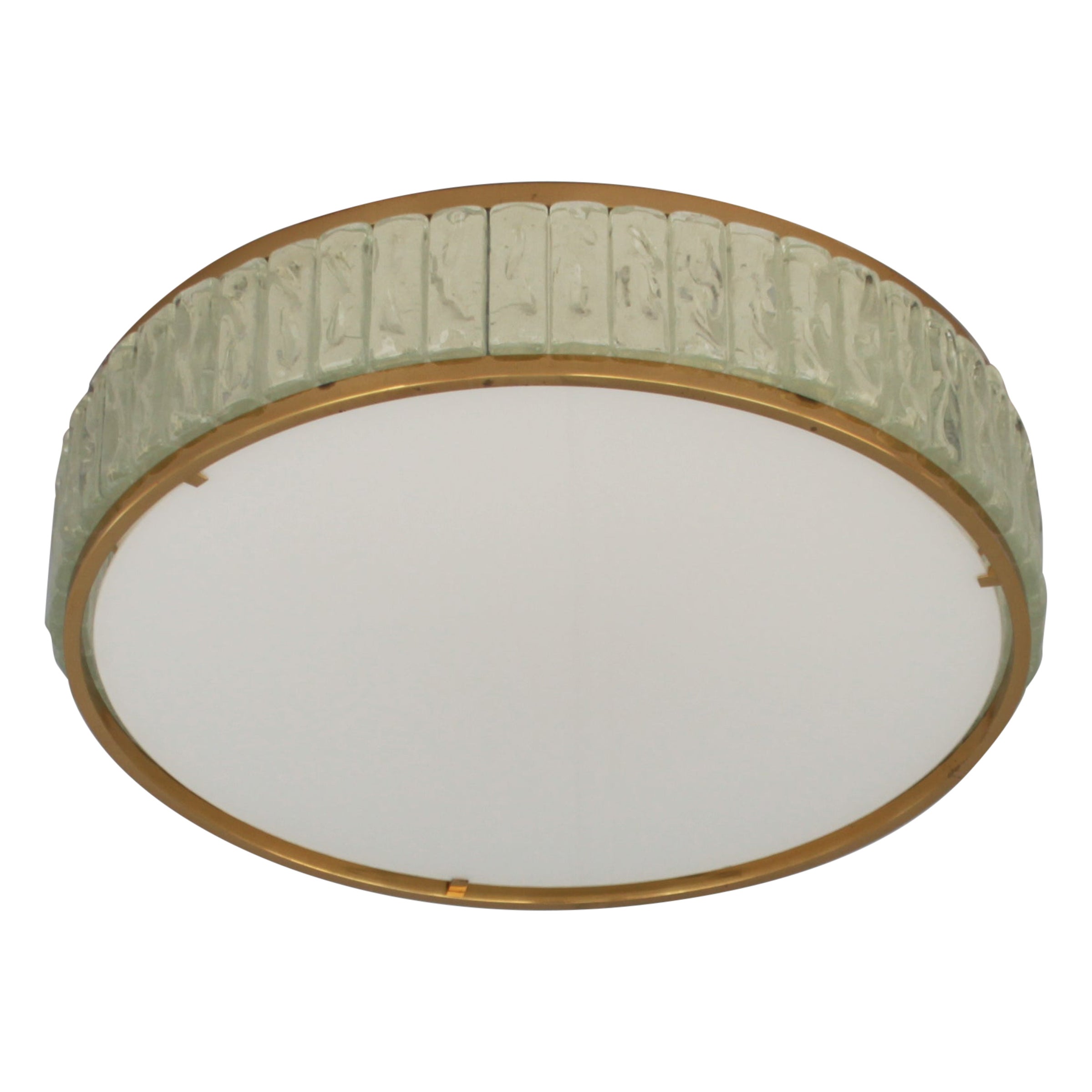 Fine French 1970s Brass and Glass "Queen's Necklace" Flush Mount by Perzel