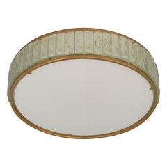 Fine French 1970s Brass and Glass "Queen's Necklace" Flush Mount by Perzel