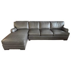 Century Furniture Company Mint Condition Gray Leather L-Shaped Sectional Sofa