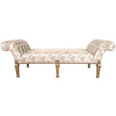 Louis XVI Style Six-Legged Upholstered Chaise Lounge Bench