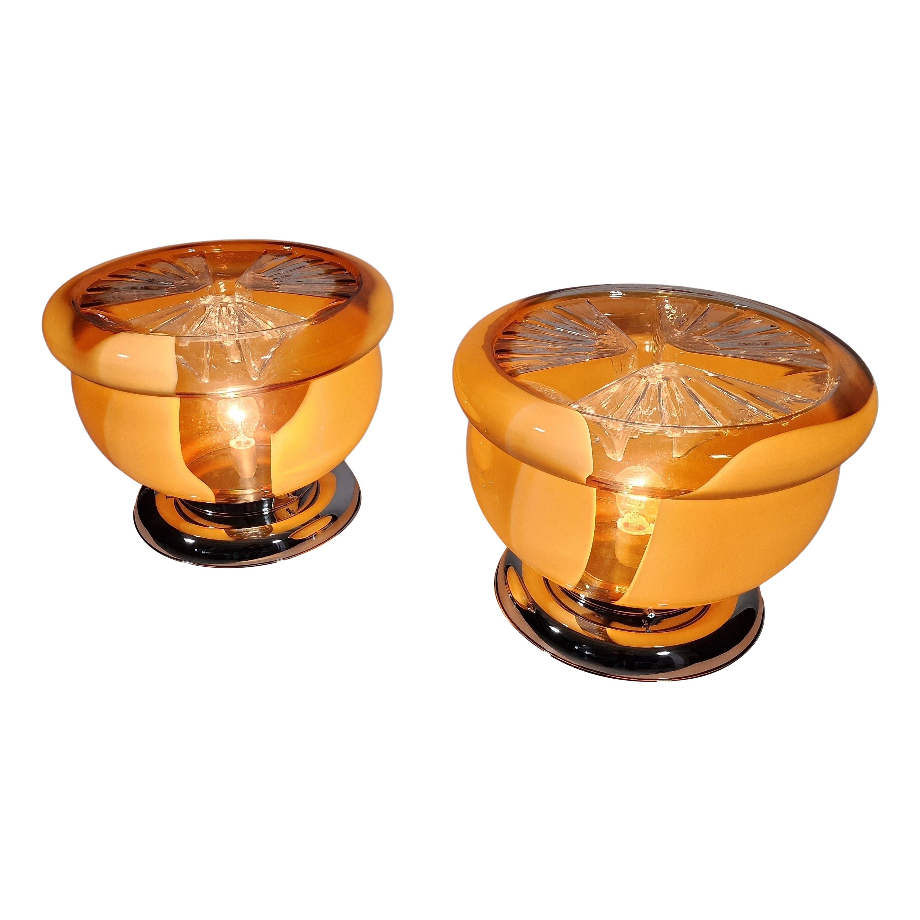 Set impressive huge table or floor lights, Carlo Nason for Mazzega, 1970s, Italy For Sale