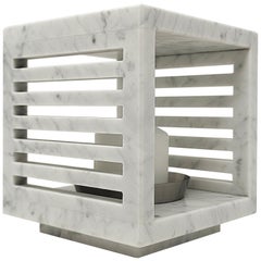 Luxor - Contemporary Candle Lantern in Carrara Marble -  (Small Size)