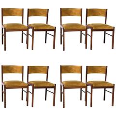 Set of Eight Italian Teakwood Dining Chairs