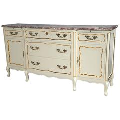 Custom Quality Marble-Top Paint Decorated and Giltwood Sideboard / Dresser 5