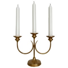 Vintage Swedish 3-Arm Mid-century Brass Candelabra in the Style of Josef Frank, 1960s