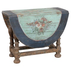 Early 19th Century Original Painted Swedish Drop Leaf Gate Leg Table