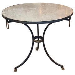 19th Century French Iron and Brass Tables with Marble Tops