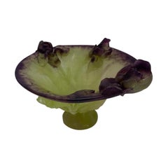 Maravilloso centro de mesa Daum France Art Glass Pate De Verre Iris Crystal Bowl
