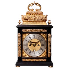 Horloge de table double panier William and Mary du 17e siècle par Asselin