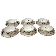 Herend Soup Bowls for Six Persons Decor Persil, circa 1960