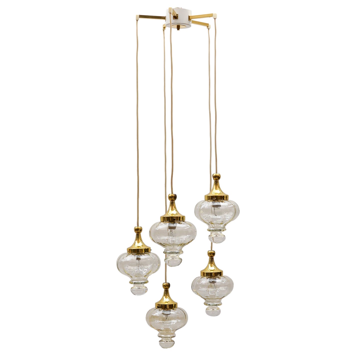 Lovely Amber and Gold Mid-Century Modern Cascading Lamp by WILA, 1960s Germany For Sale
