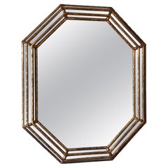 Vintage LaBarge Octagon Mirror Faux Bamboo Italy 1970s