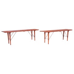 Pair of Mid Century Slat Bench/Coffee Table