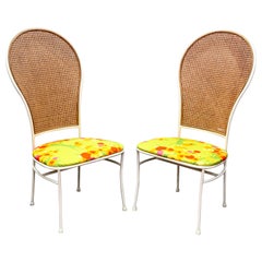 Milo Baughman Thayer Coggin - PAIR-Schilfrohr + Metall Pfauenstühle - Organische Moderne