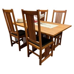 Stickley Arts and Crafts Mission Style Solid Cherry Dining Table and Chairs