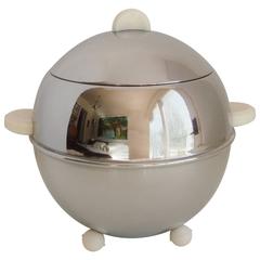 Rare English Mid-Century Modern Chrome Afternoon Tea Biscuit Barrel by P, B 
B