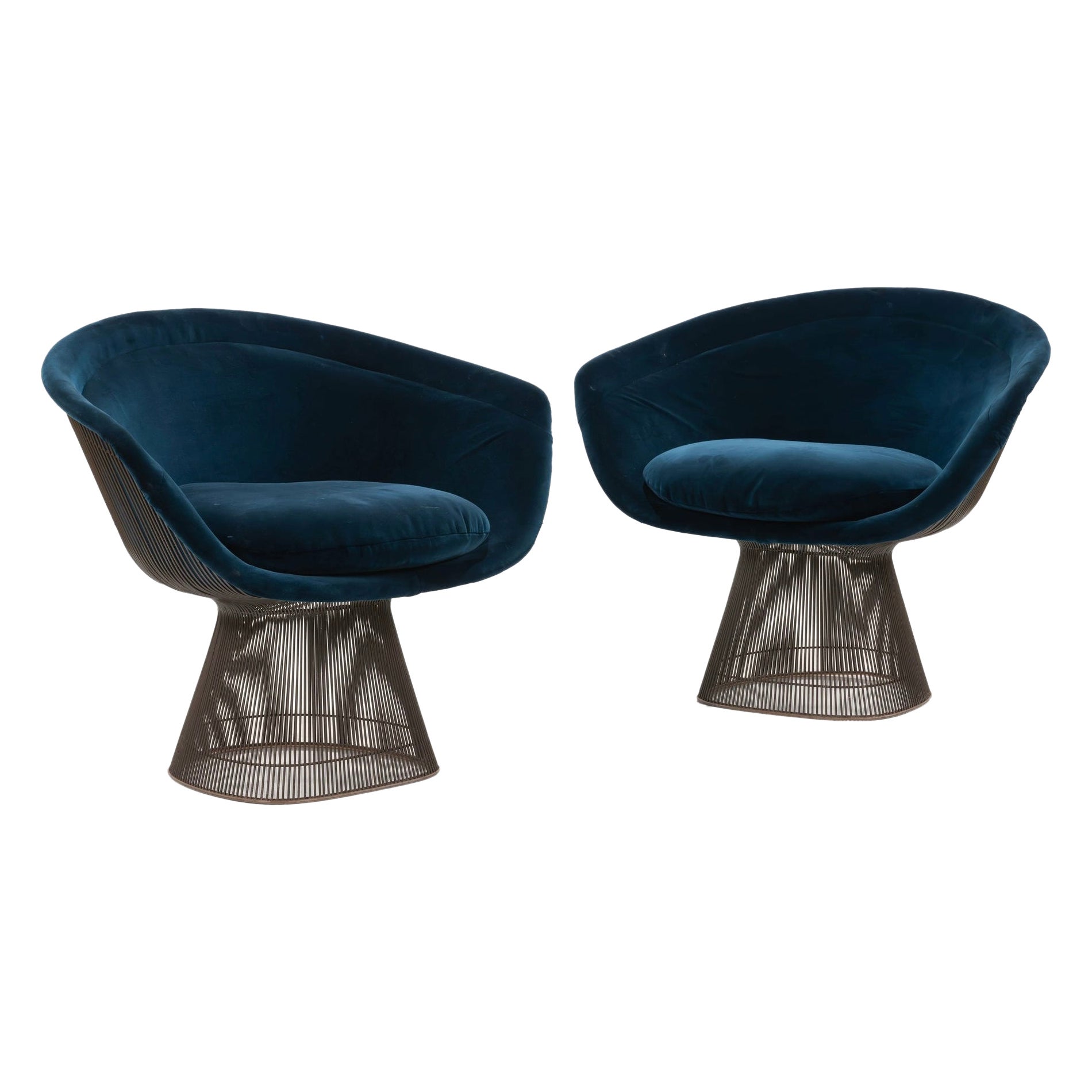 Pair of Warren Platner Bronze Finish Lounge Chairs