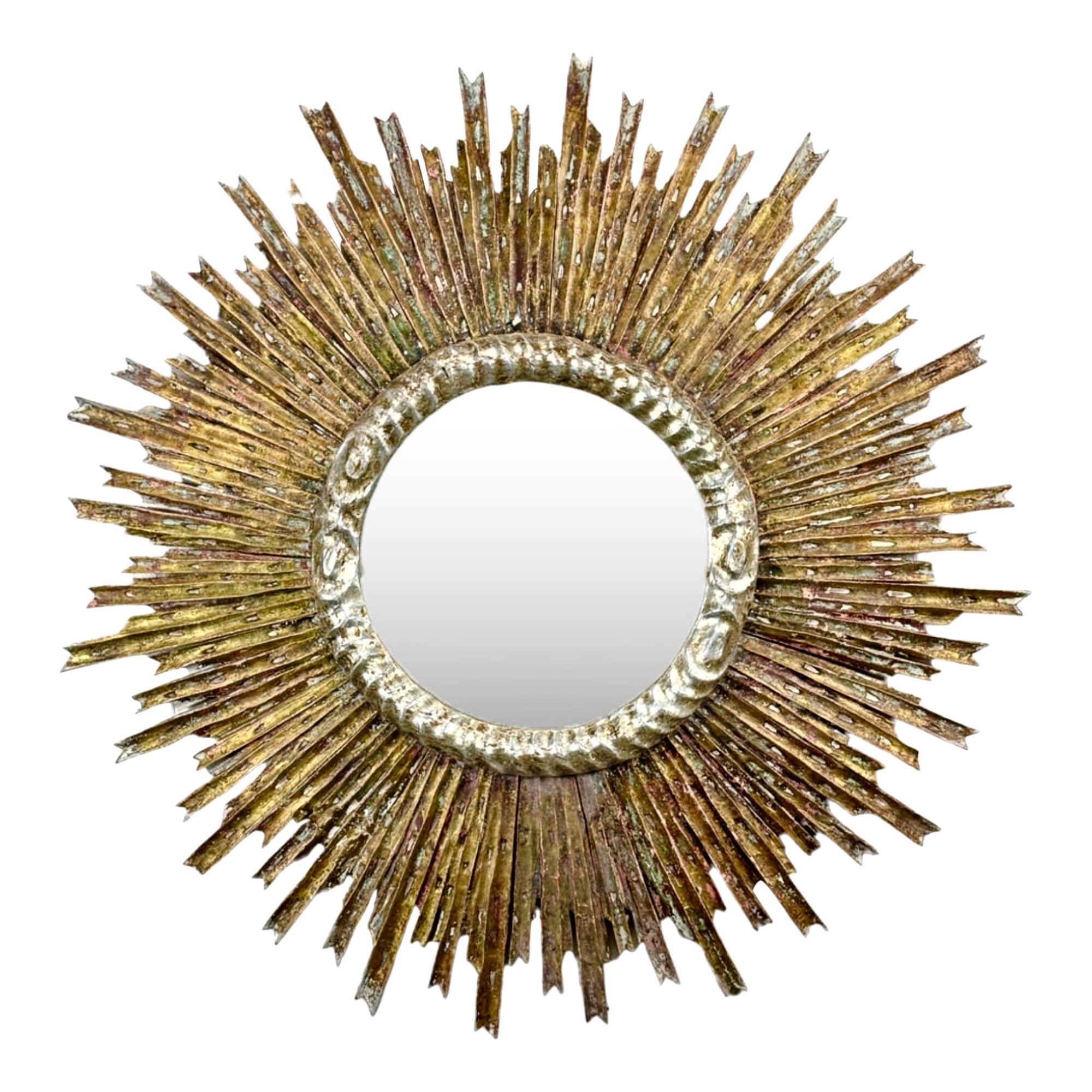 Frühes 20. Jahrhundert Sonne Strahl Giltwood Italienisch Spiegel