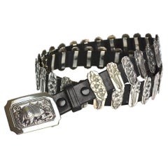 Vintage Western Style Silver Plate Concho Belt by Artist and Jeweler Kit Carson