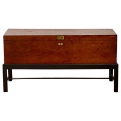 Antique Early 20th Century Large English Walnut Storage Chest Trunk on Stand