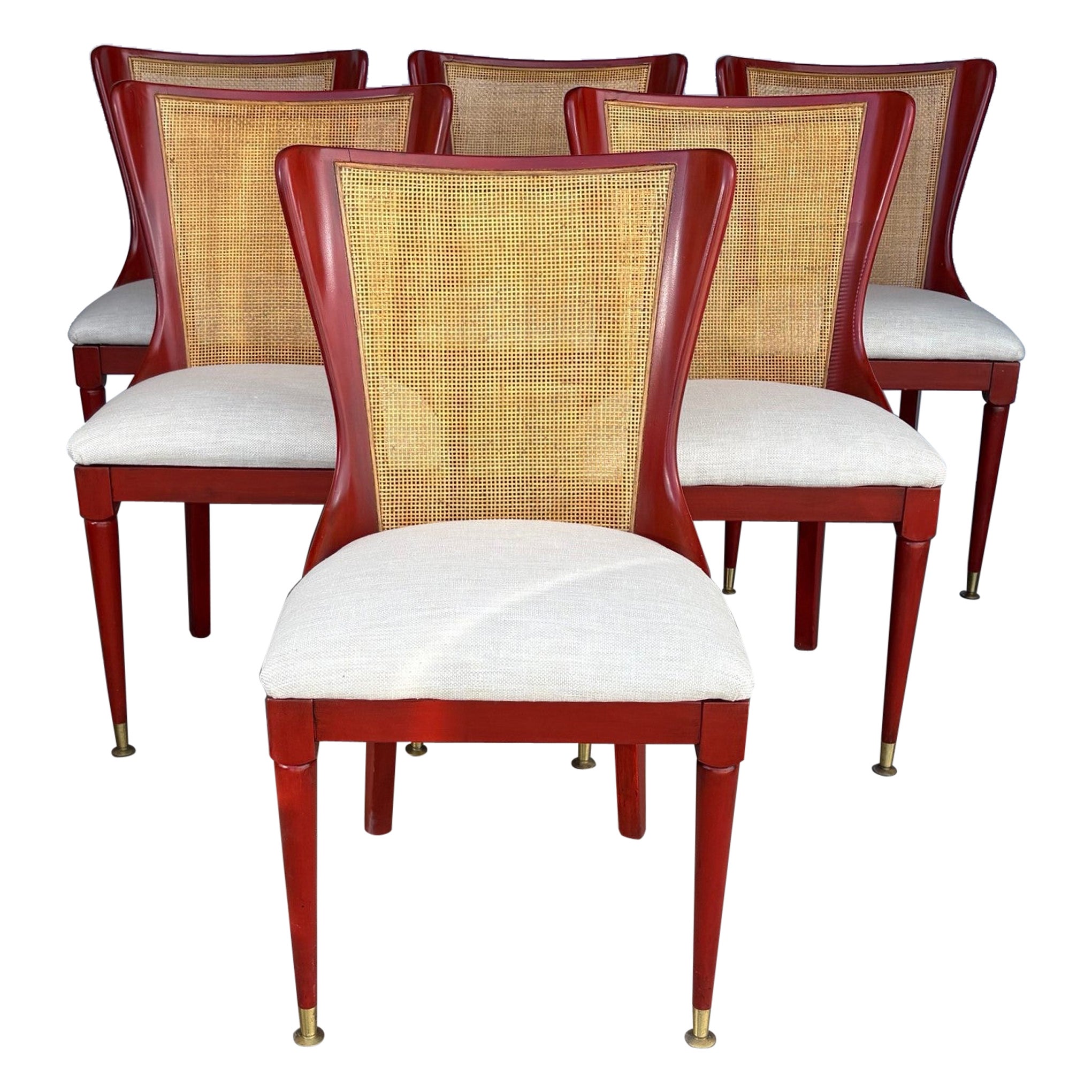 Mid-Century Cane Back Dining Chairs Set of 6