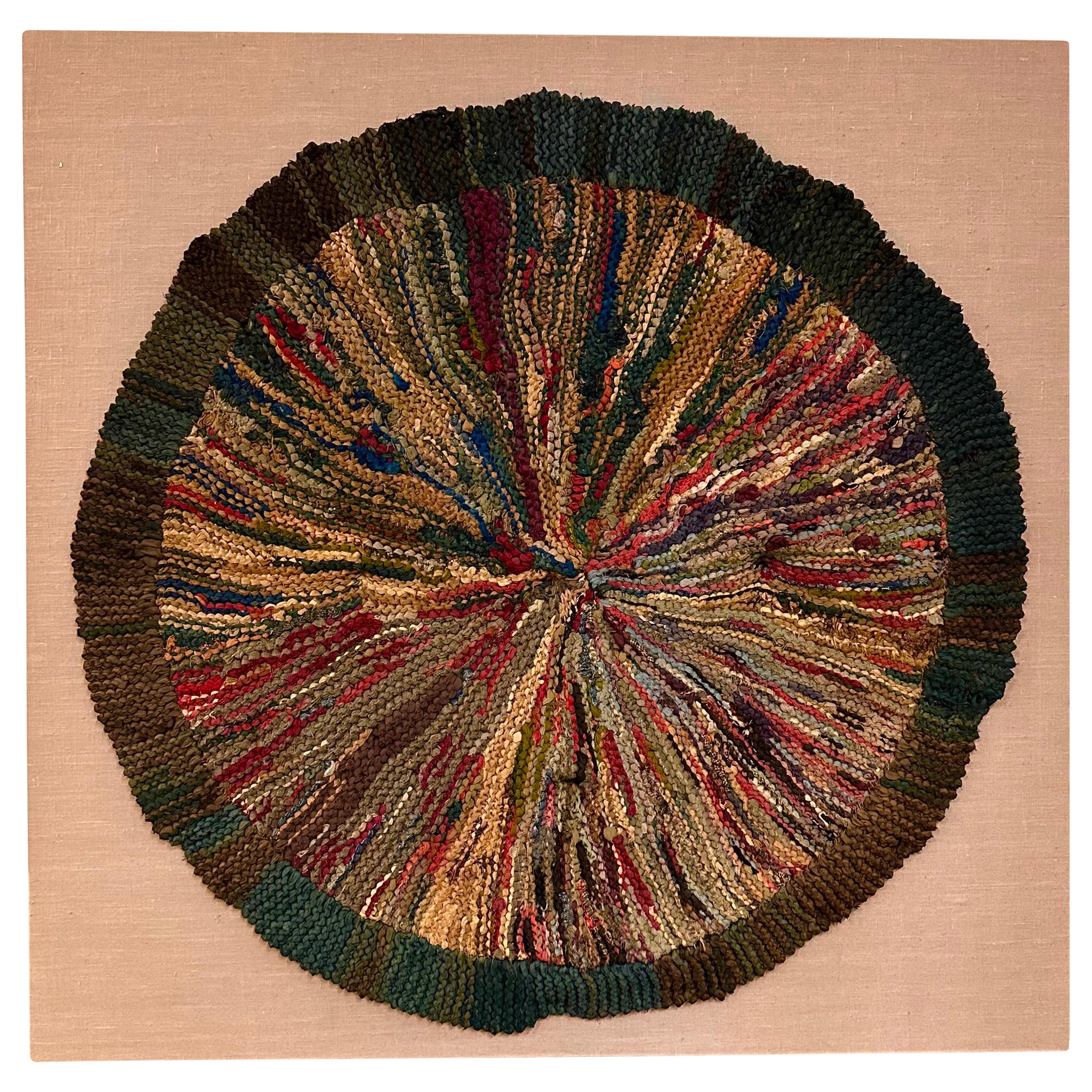 Alfombra Americana Primitiva Tejida a Mano con Arte Popular en venta