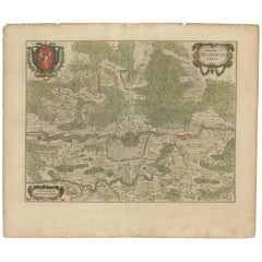 Antique Map of the Frankfurt Region by Johannes Janssonius, Hand-Colored, C.1650