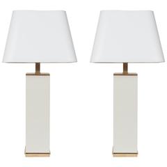 Pair of Faux Shagreen Table Lamps in the Style of Karl Springer
