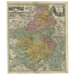 Antique Map of Champagne France by Johann Baptist Homann circa 1710 Hand-Colored