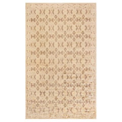 Doris Leslie Blau Alfombra española vintage de lana beige hecha a mano