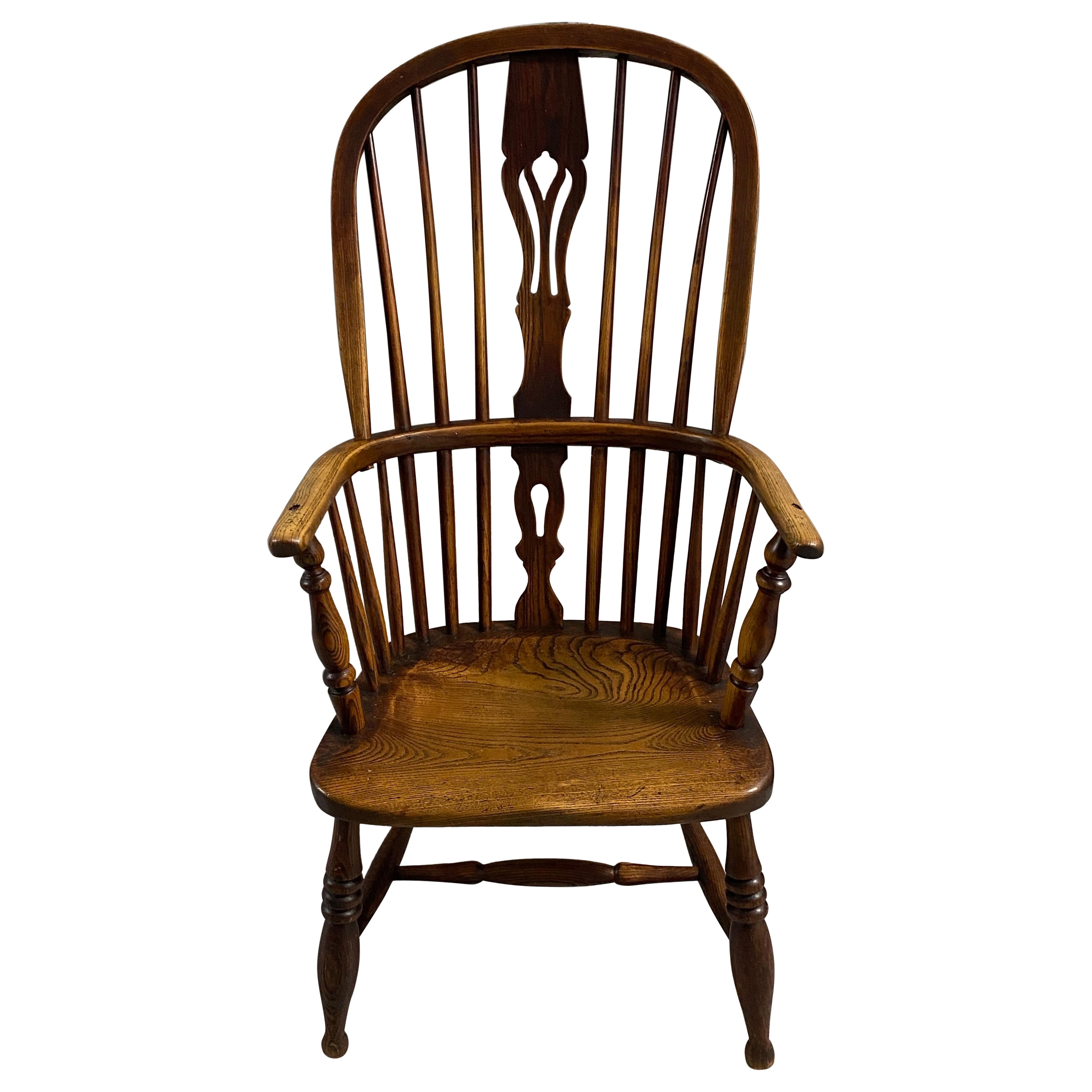 19th Century English Yew & Ash Comb Hoop Back Windsor Armchair