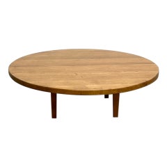 Tavolino circolare francese in rovere massiccio