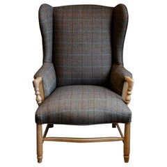 Vintage Wool Plaid Wingback Chair