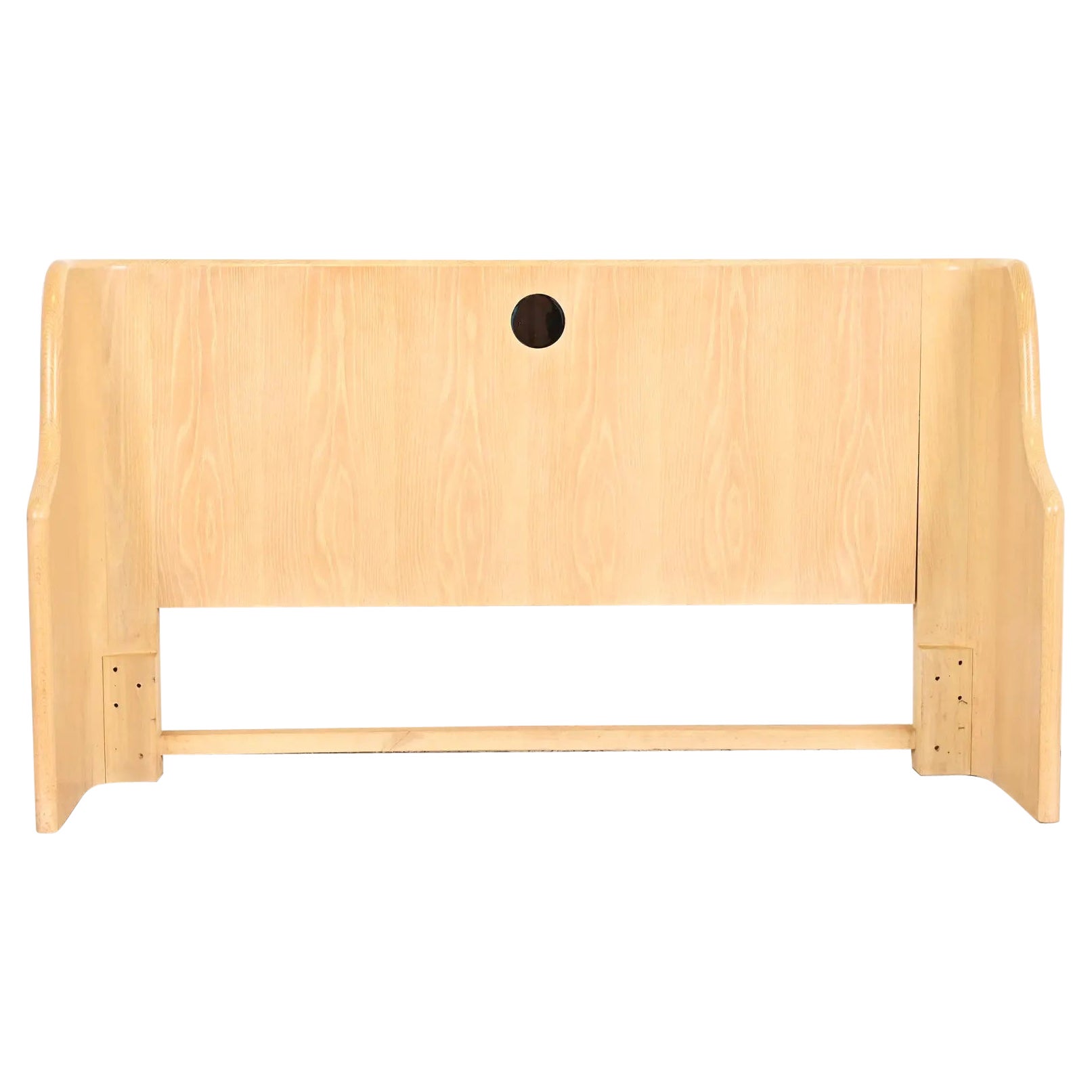 Jay Spectre para Century Furniture Cabecero moderno Art Decó de roble blanco y cromo en venta