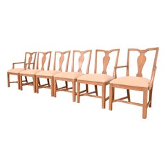 Modern Chippendale Carved Maple Dining Chairs, Set of Six