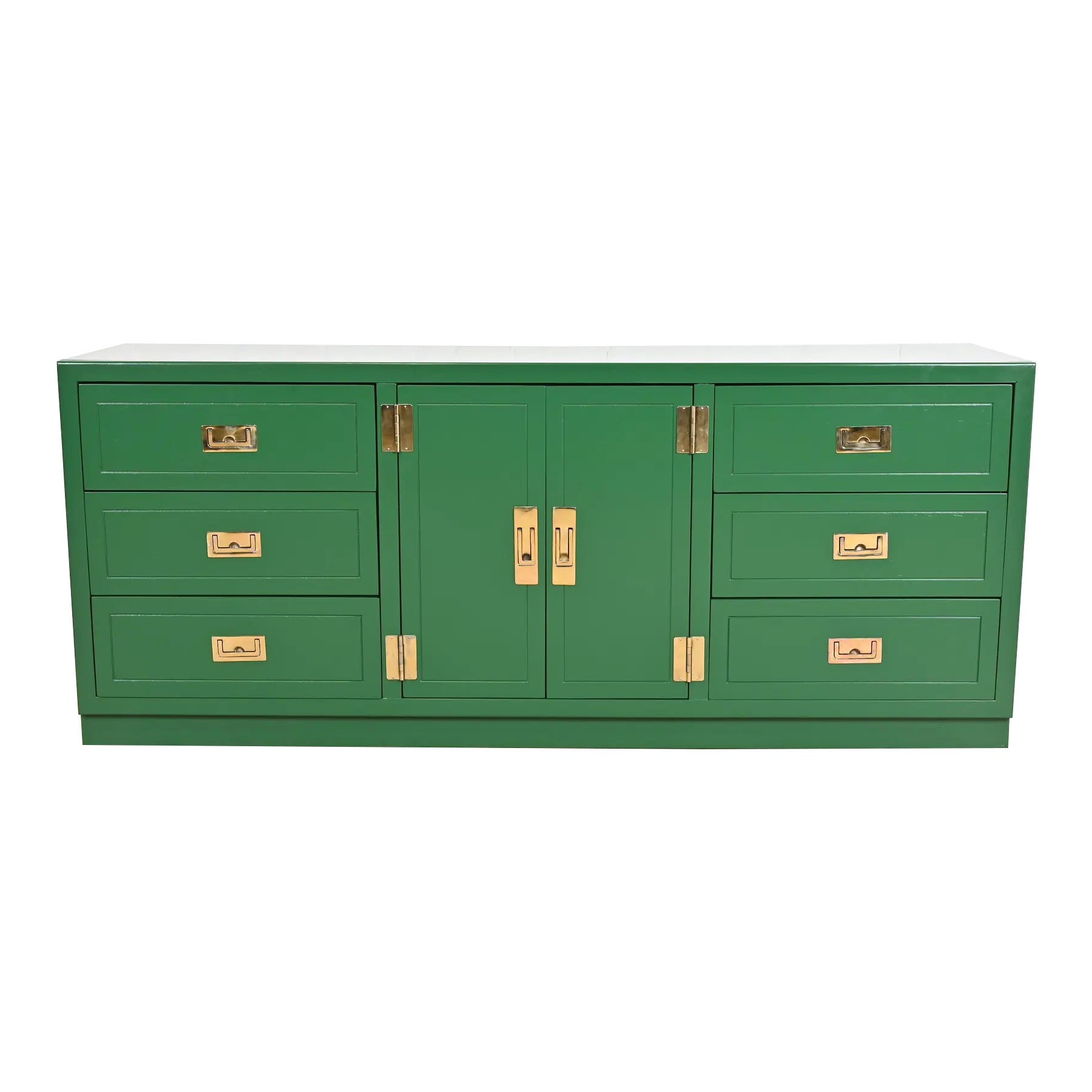 Henredon Style Mid-Century Hollywood Regency Green Lacquered Dresser, Refinished