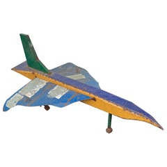Vintage Industrial Art Metal Concorde Airplane Sculpture