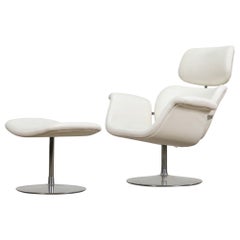 Pierre Paulin für Artifort Big Tulip Chair aus weißem Leder