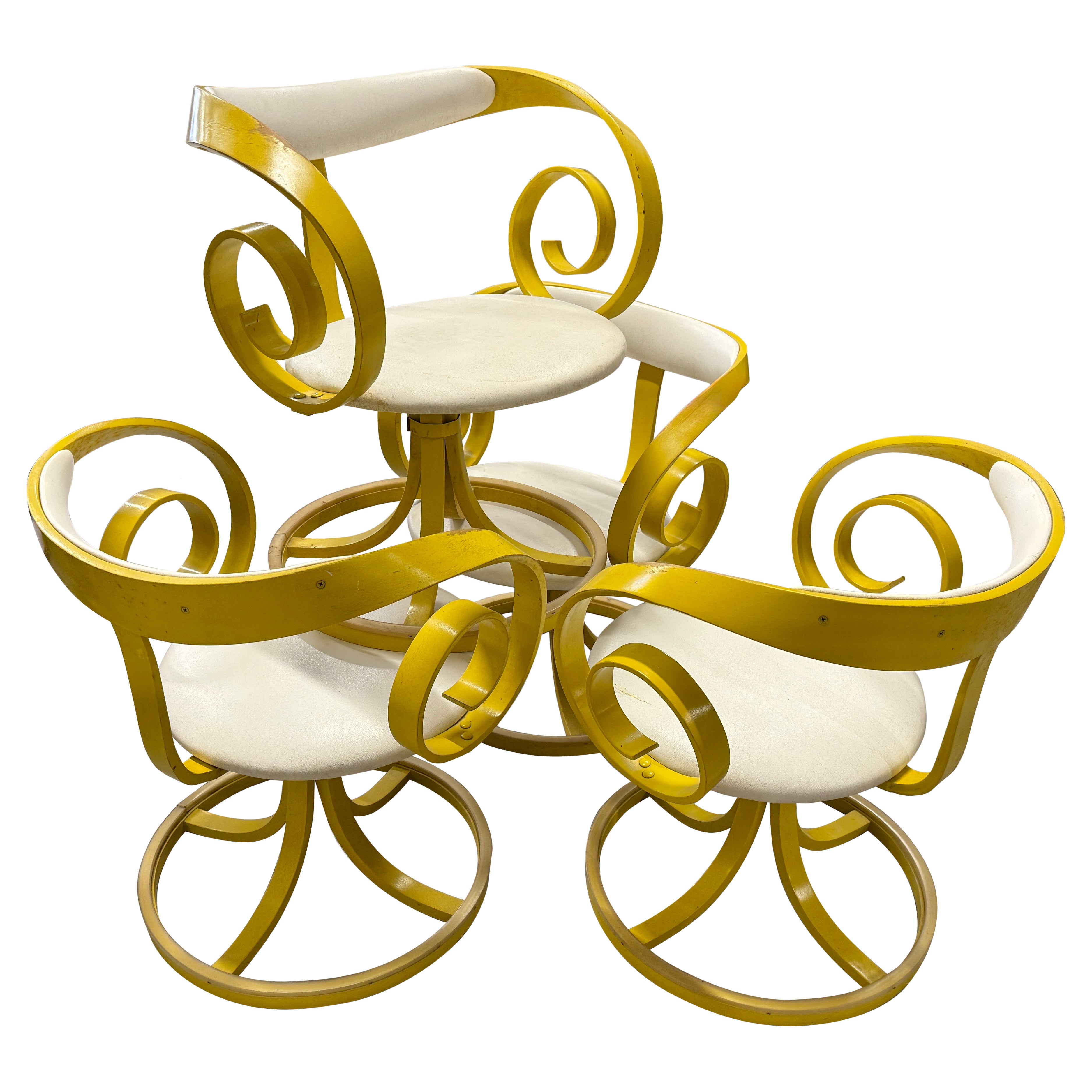 Set of 4 Mustard Yellow George Mulhauser for Plycraft “Sultana” Armchairs