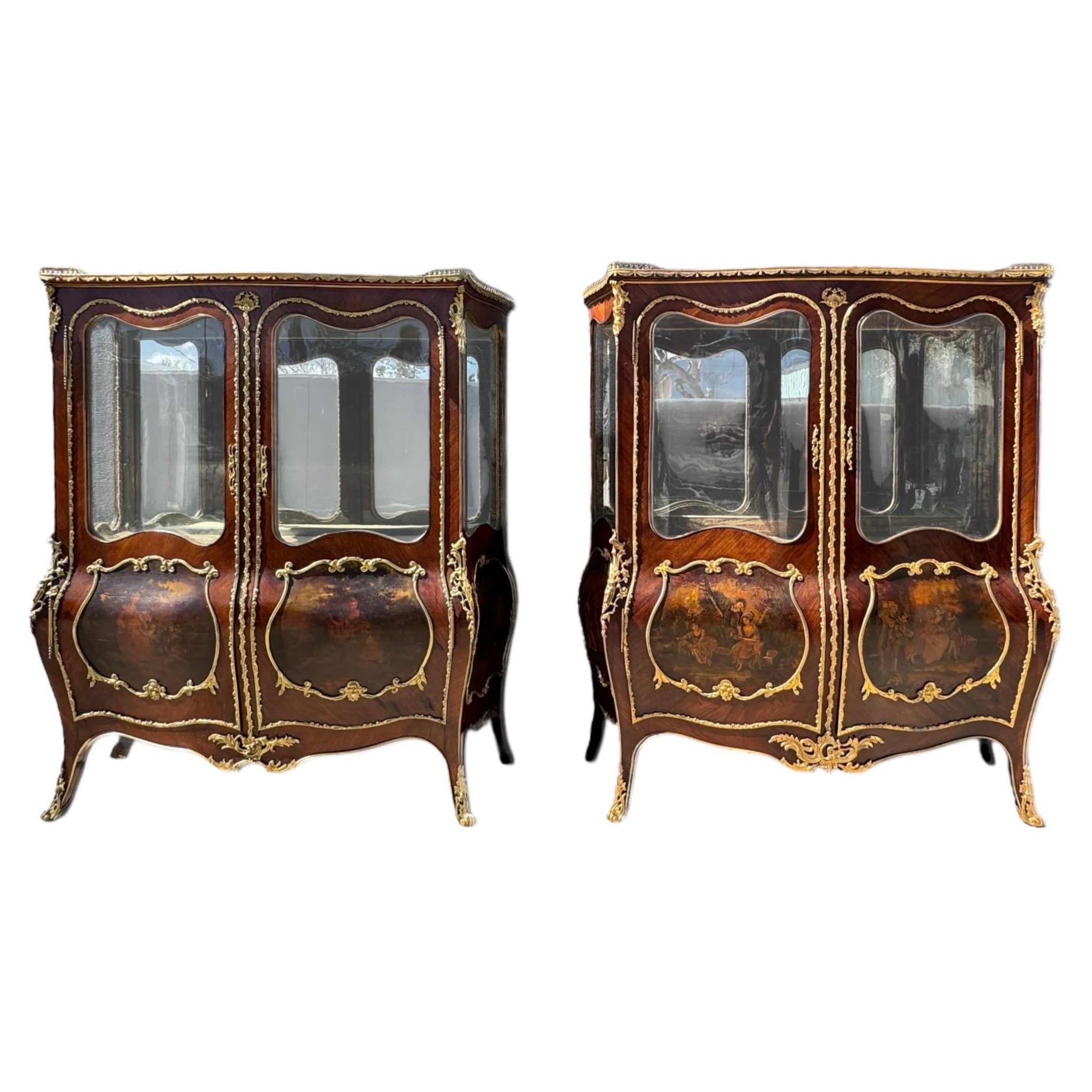 Louis XV Vernis Martin Grand Vitrines, a Pair