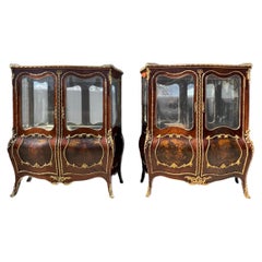 Antique Louis XV Vernis Martin Grand Vitrines, a Pair