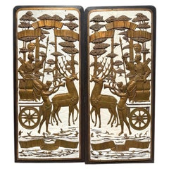 Grecian Style Parcel Gilt Wall Panels, a Pair