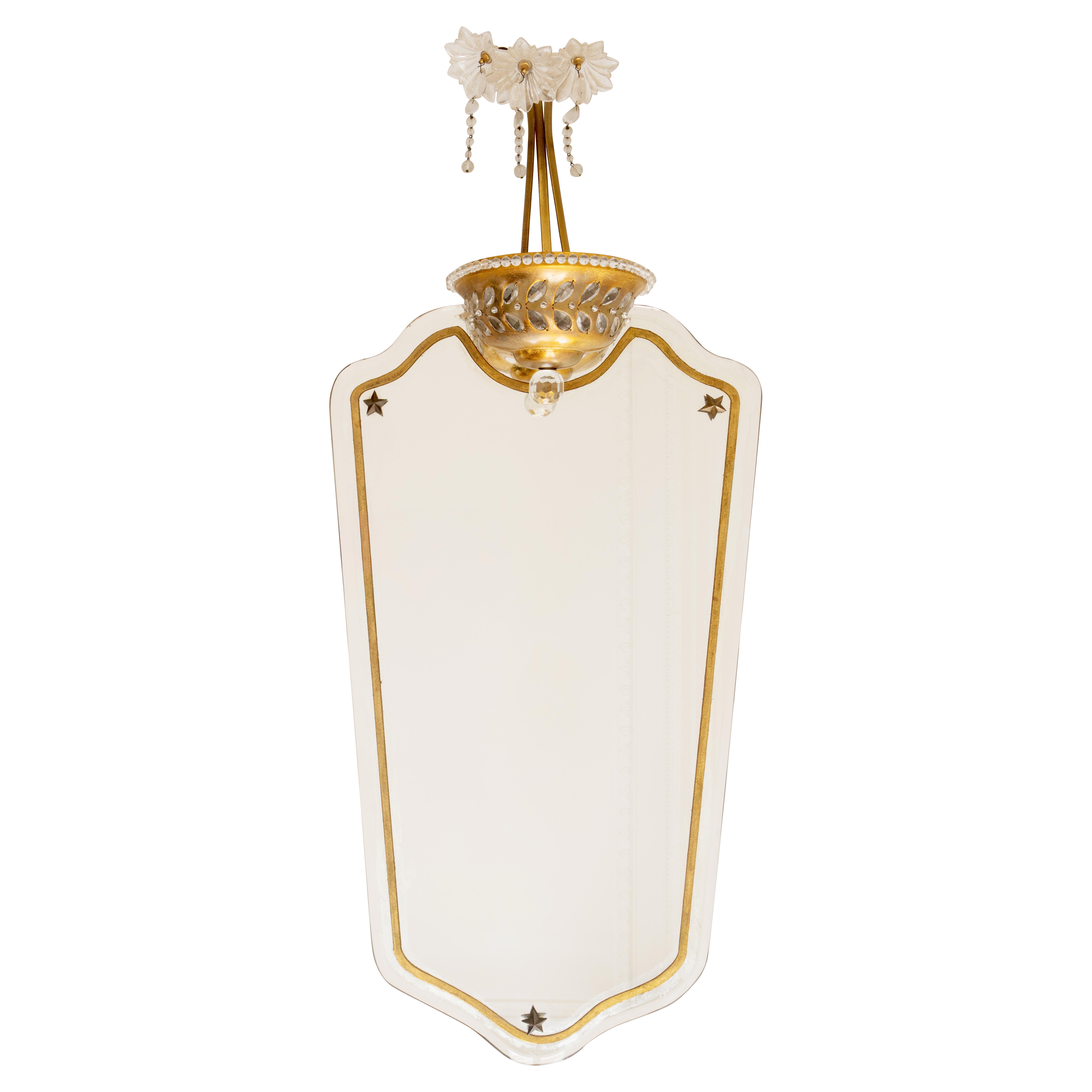Miroir illuminé signé Maison Baguès Français 20ème siècle Doré & Verre
