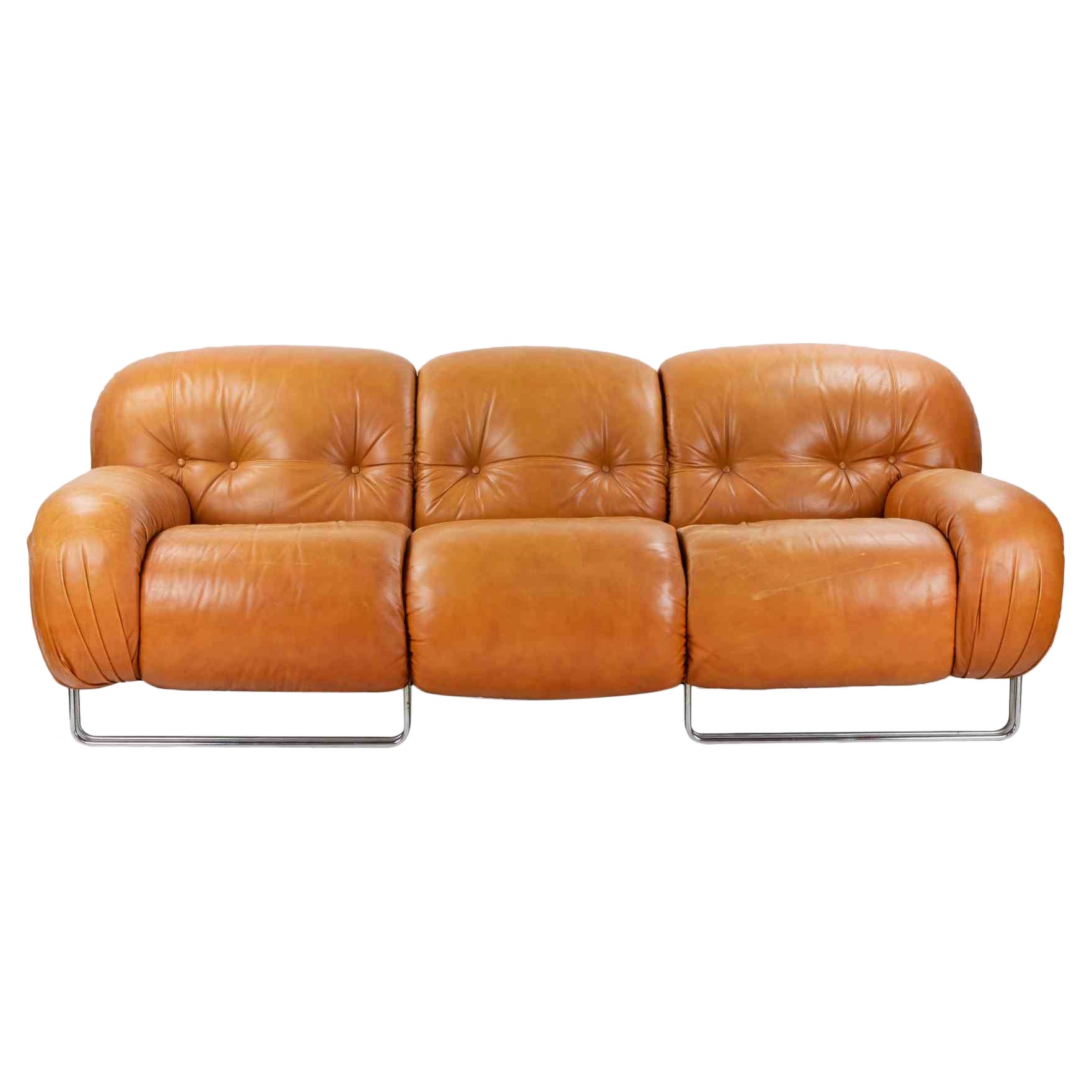 Vintage Leather Sofa "Tucroma" Series for I4Mariani, 1970s