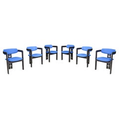 Augusto Savini para Pozzi Sillones Pamplona en tapicería azul real Italia Años 60