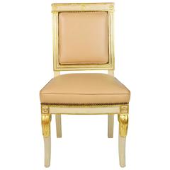 French Empire Leather Covered Side Chair