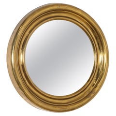 Small Brass Round Mirror, France 1950's