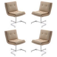 Set of Four Raphael "Wishbone" Chairs in Leather & Stainless Steel, France 1950s